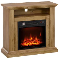 Chimenea eléctrica 1800w llama 3d, temporizador, mando, madera/metal/vidrio, 81,5x30x76,2 cm, marrón
