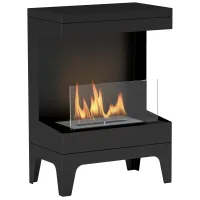 Chimenea bioetanol autoportante, quemador 0,9l, 3,3h, 38x22x54 cm, negro