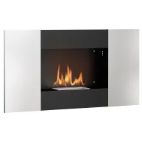 Chimenea bioetanol 0,9l de pared acero inox, 100x15x54 cm, negro/plata