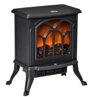 Chimenea eléctrica de pie, 2 potencias 750/1500w, efecto llama, 15-20 m², negro
