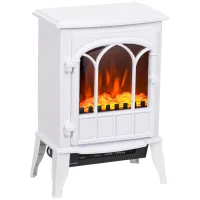 Chimenea eléctrica de pie 1000/2000w, efecto llama ajustable, 39x23x56,5 cm, blanco