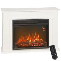 Chimenea eléctrica llama 5 brillos, mando, temporizador, 98x23,5x69,5 cm, blanco/negro