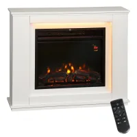 Chimenea eléctrica llama 12 colores, 5 brillos, mando, temporizador, 98x25x80 cm, blanco/negro
