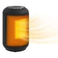 Radiador eléctrico ajustable 3 modos, temporizador 24h, pp/pa ignífugo, 14x14x21,5 cm, negro