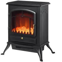 Chimenea deco efecto llama, termostato, protección sobrecalentamiento, 45x28x54 cm, negro