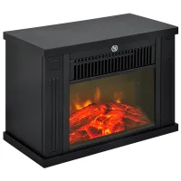 Chimenea eléctrica 600/1200w, deco mesa, portátil, efecto llama realista, protección sobrecalentamiento, 10-15 m², 34x17x25 cm, negro