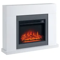 Chimenea eléctrica 1800-2000w, mando, llama ajustable, termostato, temporizador semanal, 37 m², blanco