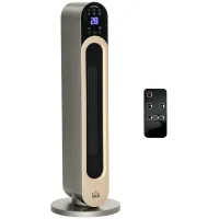 Radiador cerámico torre 1100/2200w, mando, pantalla led, temporizador, oscilación, ø25x73,5 cm, plata