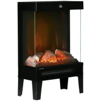 Chimenea eléctrica 1000/2000w, calefacción, llama led ajustable, 15-20 m², 40,5x20x62 cm, negro