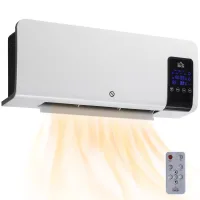 Radiador eléctrico pared 1000/2000w, estufa, pantalla led, mando, 54,5x12x21,5 cm, blanco