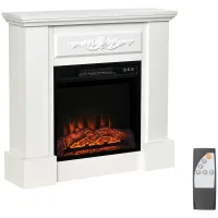 Chimenea eléctrica 1800w, efecto llama, mando, temporizador, protección sobrecalentamiento, blanco