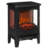 Chimenea eléctrica 900/1800w, efecto llama, temperatura ajustable, protección sobrecalentamiento, negro