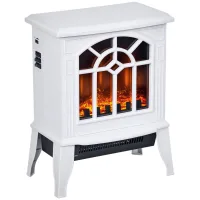 Chimenea deco 1000/2000w, temperatura ajustable, llamas led, 15-20 m², 36,5x24x46 cm, blanco