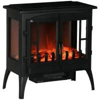 Chimenea deco 1000/2000w, ventanas led llamas, protección sobrecalentamiento, 15-20 m², negro