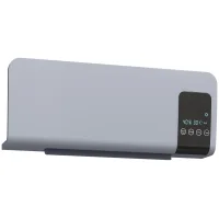 Radiador eléctrico pared 1000/2000w, estufa, pantalla led, mando, 54,5x12x21,5 cm, gris