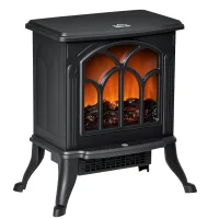 Chimenea eléctrica de pie 750/1500w, 2 potencias, efecto llama, 15-20 m², negro