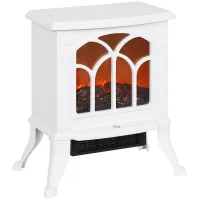 Chimenea eléctrica de pie 750/1500w, 2 potencias, efecto llama, 15-20 m², blanco
