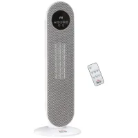 Radiador cerámico ptc 1300/2000w, mando, 15-40°c, oscilación 45°, temporizador 12h, blanco