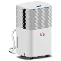 Deshumidificador 10l/día silencioso, 3 modos, pantalla led, temporizador 24h, bloqueo infantil, drenaje continuo, blanco