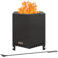 Brasero pozo de fuego barril, incl. atizador, 45x38,8x46,5 cm, plata+negro, jardín