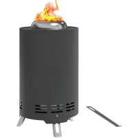 Brasero acero inox ø16x25 cm, pozo fuego con atizador, sin humo, gris, exterior
