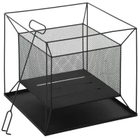 Brasero jardín portátil metal, exterior diseño suspendido, atizador, 45x45x43 cm, negro