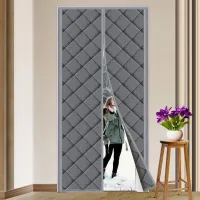 Cortina magnética aislante para puerta, cierre automático, tejido oxford, cálida en invierno y fresca en verano - gris, 80 cm x 210 cm