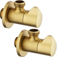 Dos válvulas angulares de 1/2 pulgada, resistentes a alta presión, válvula angular, interruptor de grifo (dorado).