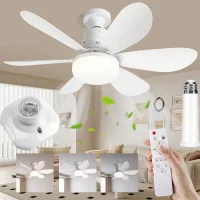 Ventilador de techo de seis aspas desmontables, portalámparas e27 y función de regulación de intensidad de tres colores.