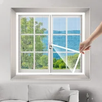 Mosquitera autoadhesiva para ventana con cremallera, malla fina, 100 x 150 cm, velcro, no requiere taladrar.