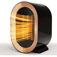 Calefactor portátil con ventilador, calefactor de interior de bajo consumo, ventilador de dos etapas (negro)