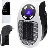 Calefactor de pared con ventilador, eléctrico portátil con pantalla led, para oficinas y residencias estudiantiles, pack 2 unidades.