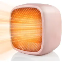 Calefactor portátil con ventilador, calefactor eléctrico cerámico de 800 w, calefactor pequeño con ventilador, se calienta en 2 segundos (rosa).