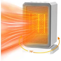 Calefactor portátil silencioso y de bajo consumo. calefactor cerámico ptc de 500 w con temporizador y apagado automático.
