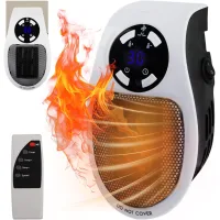 Mini radiador eléctrico mural con mando a distancia, 500 w, dos velocidades, termostato y temporizador, blanco.