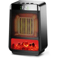 Calefactor portátil, calefactor cerámico eco ptc con temporizador e iluminación ambiental 3d (para sala de estar, baño, oficina)
