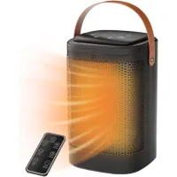 Calefactor auxiliar 1500 w cerámico ptc con mando a distancia, temporizador y protección contra sobrecalentamiento, para hogar, oficina y dormitorio.