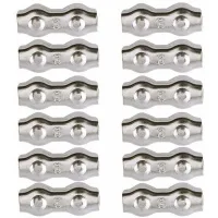 Abrazadera para cables, abrazadera para cables de acero de 3 mm, 12 piezas, abrazaderas para cables dúplex, clips para cables de acero inoxidable 304
