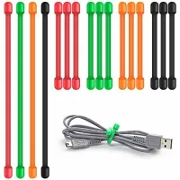 Bridas de cable trenzadas, paquete de 16 bridas de silicona, organizador de cables de goma reutilizable y versátil para la gestión de cables.