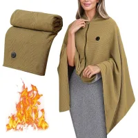 Chal térmico para mujer, manta térmica portátil, manta suave inalámbrica con cremallera (verde)