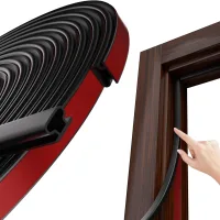 Burlete de perfil en d para puertas y ventanas, aislante térmico y acústico, autoadhesivo de goma (6 m, negro).