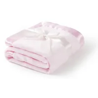 Manta de seguridad suave de rayón para bebés, manta térmica para bebés con ribete de satén, 100 × 100 cm, rosa.