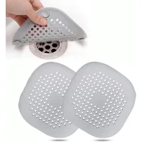 Juego de 2 rejillas de silicona para desagüe, filtro con ventosa para fregadero de cocina, rejilla de desagüe para bañera, gris, 14 x 14 cm.