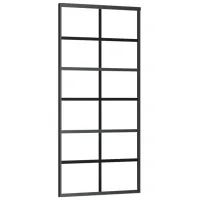 Puerta corredera | puerta de la cocina esg vidrio y aluminio negra 90x205 cm cfw31262