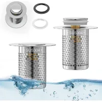 Tapones de desagüe emergentes para fregadero, de acero inoxidable, para baño y cocina.