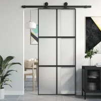 Maison exclusive - puerta corredera vidrio templado y aluminio negra 90x205 cm