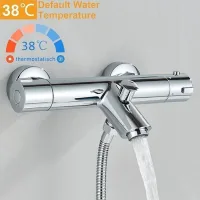 Mezclador termostático para baño de 38 °c - efecto cascada - control preciso de la temperatura - grifo para ducha y bañera