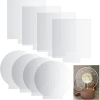 Juego de 8 láminas de acrílico transparente de 2 mm, redondas y cuadradas, ideales para bases de iluminación led, letreros, proyectos de exhibición de