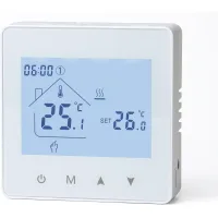 Termostato de caldera de gas blanco, termostato de calefacción digital, caldera de agua caliente programable, alimentado por 3 pilas aa