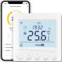 Termostato inteligente para suelo radiante eléctrico con wi-fi, color blanco, control remoto con temporizador, no requiere concentrador, compatible co